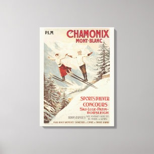 Chamonix Mont Blanc Vintage French Skiing Poster Canvas Print