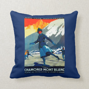 Chamonix-Mont Blanc Vintage PosterEurope Cushion