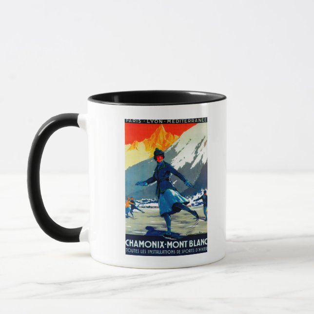 Chamonix-Mont Blanc Vintage PosterEurope Mug (Left)