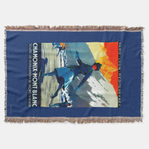Chamonix-Mont Blanc Vintage PosterEurope Throw Blanket