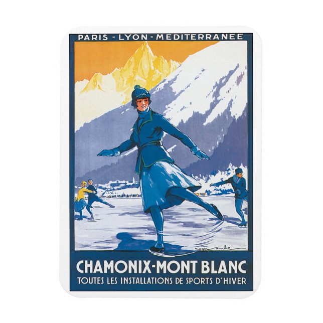 Chamonix Mont Blanc Vintage Travel Poster Magnet (Vertical)