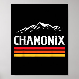 Chamonix Ski Resort Mountain France Skiing Retro Poster