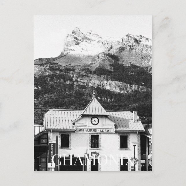 Chamonix Ski Resort Station France Mont Blanc (BW) Postcard (Front)