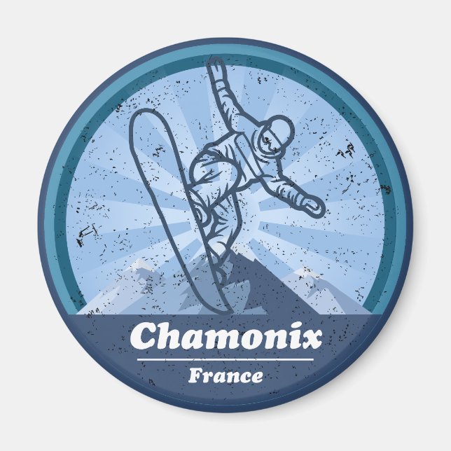 Chamonix Station de ski - Snowboard Magnet (Front)