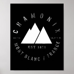 Chamonix Valley Mont Blanc France Skiing Snowboard Poster