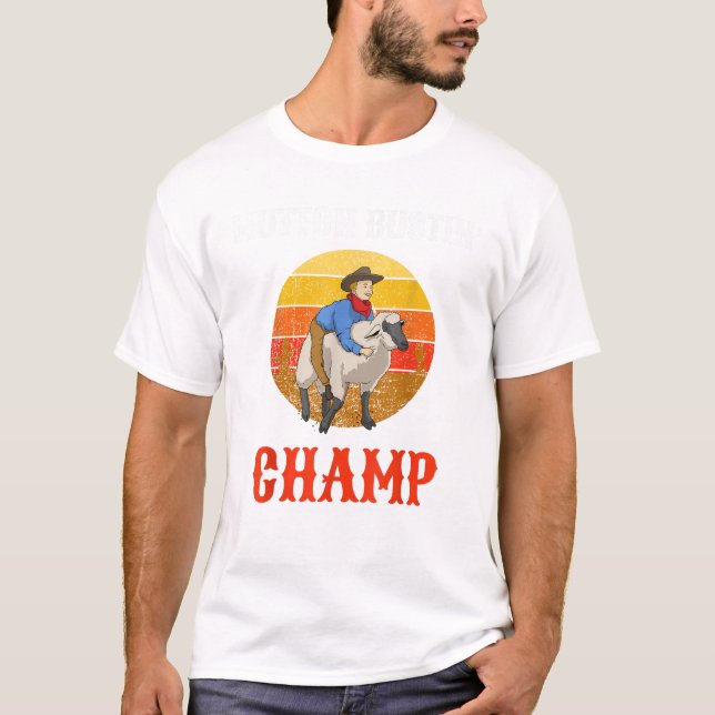 Champ Buster Sheep Riding Mutton Busting T Shirt (Front)