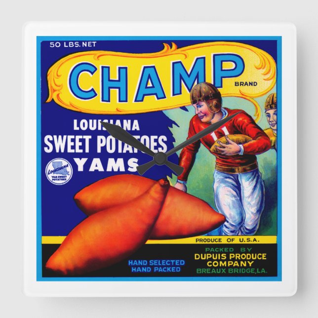 Champ Sweet Potatoes Square Wall Clock (Front)