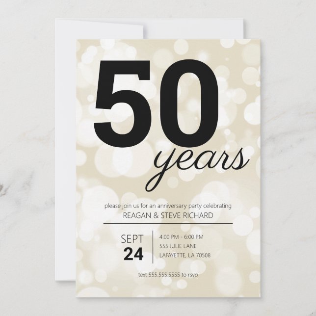 Champagne 50th Anniversary Party Invitations (Front)