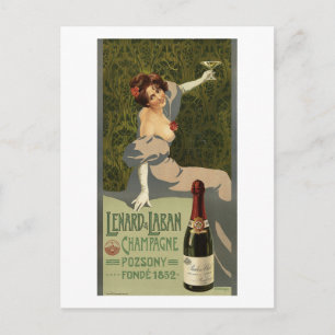 Champagne, Advertising, Woman, Vintage Postcard
