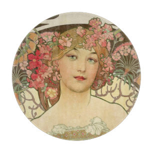 Champagne Alphonse Mucha Cutting Board