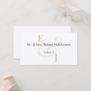 Champagne Ampersand Wedding Flat Table Seating Place Card