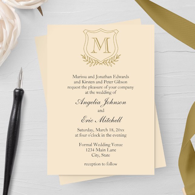 Champagne and Antique Gold Wedding Invitation (Creator Uploaded)