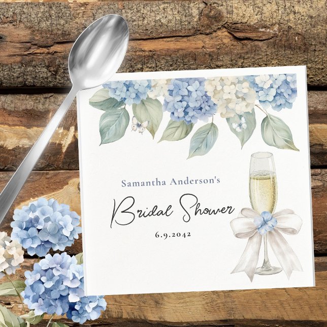 Champagne And Blue Hydrangea Bridal Shower  Napkin (Creator Uploaded)