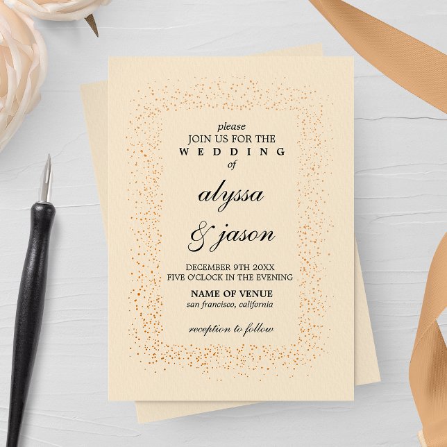 Champagne and Bronze Confetti Bursts Wedding  Invitation (Creator Uploaded)