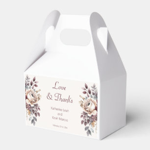 Champagne and Burgandy Floral Wedding Favour Box