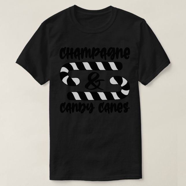 Champagne and Candy Canes 2 T-Shirt (Design Front)