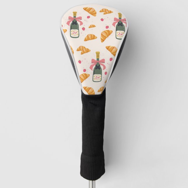   Champagne and Croissants Golf Head Cover (Front)