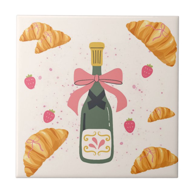  Champagne and Croissants Tile (Front)