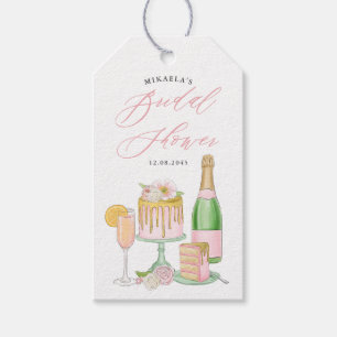 Champagne and Drip Cake Floral Bridal Shower Gift Tags