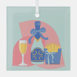 Champagne and Fries Bougie Glass Tree Decoration