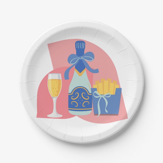 Champagne and Fries Paper Plate (Front)