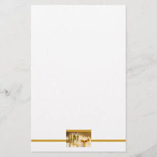 Champagne and Gifts Party Stationery in White