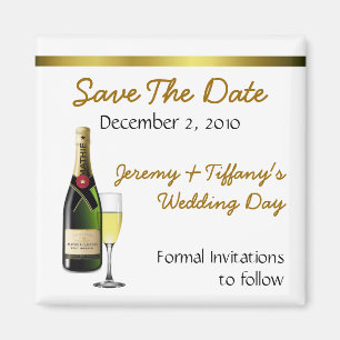 Champagne and Glass Save the Date Magnet