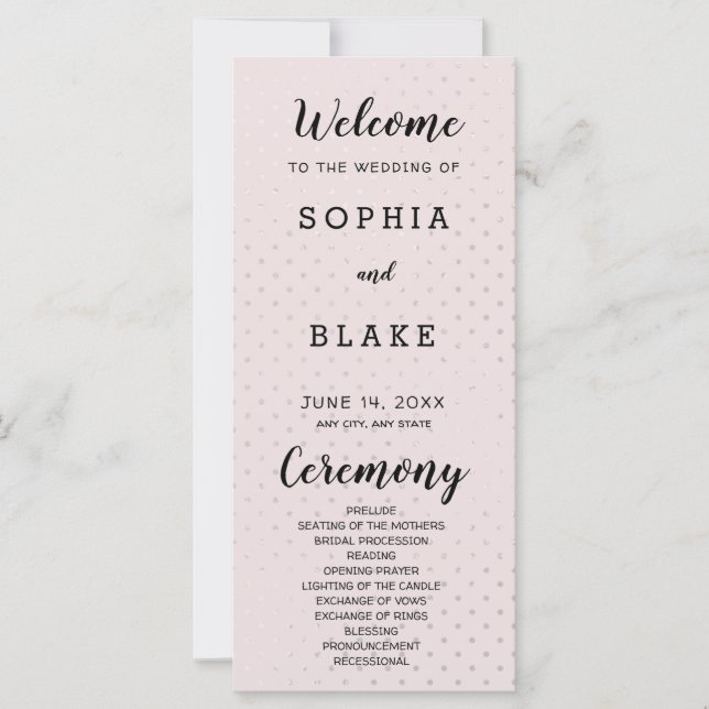 Champagne and Gold Polka Dots Wedding Program (Front)