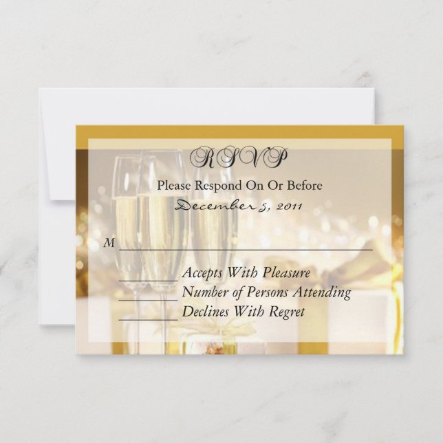Champagne and Gold  RSVP Card (Front)