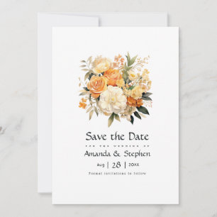 Champagne and Ivory Floral Wedding Save The Date