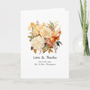 Champagne and Ivory Floral Wedding Thank You Card