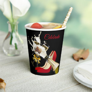 Champagne And Red Shoes Paper Cup