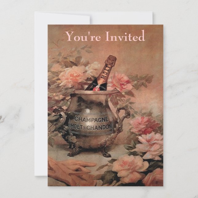 Champagne and Roses Celebration Invitation (Front)