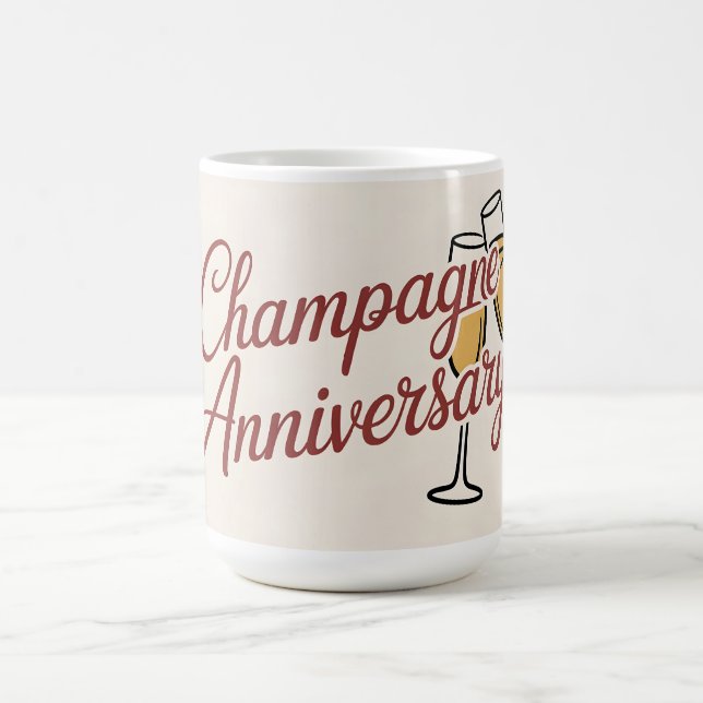 Champagne Anniversary Celebration Script Graphic Coffee Mug (Center)
