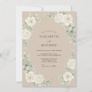 Champagne Antique Rose Wedding Invitation