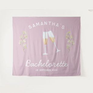 Champagne Bachelorette Party Backdrop Boho Floral Tapestry