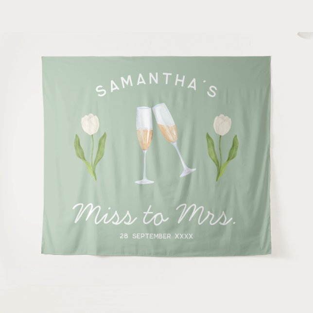 Champagne Bachelorette Party Miss to Mrs Tulip Tapestry (Front (Horizontal))