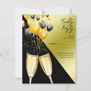 Champagne & Balloons 40th Birthday RSVP Card