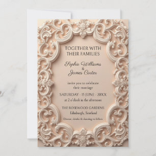 Champagne Baroque Lace Wedding Invitation