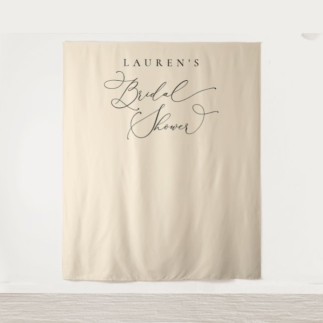 Champagne Beige Bridal Shower Photo Backdrop Tapestry (Front)
