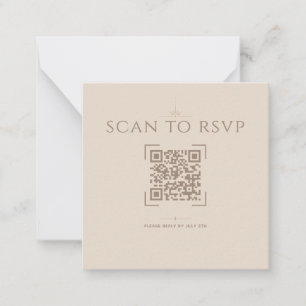 Champagne Beige Modern QR Code Online RSVP Card