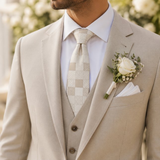 Champagne Beige Patchwork Tie (Creator Uploaded)