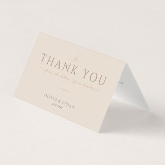 Champagne Beige Wedding Thank You Folded Card