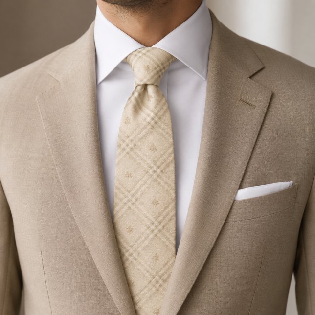 Champagne Beige Windowpane Plaid Tie (Creator Uploaded)