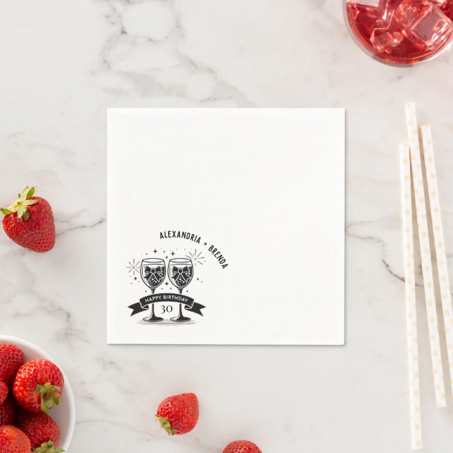 Champagne Birthday Bows Napkin (Insitu)