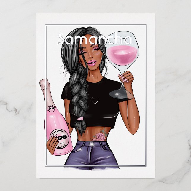 Champagne Birthday Party Foil Invitation (Front)