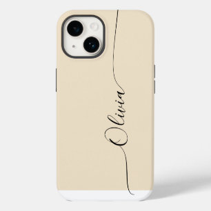 Champagne Black Elegant Calligraphy Script Name iPhone 14 Case