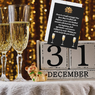 Champagne Black & Gold New Year's Greeting Holiday Card