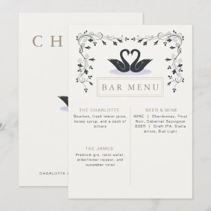 Champagne Black Tie Elegant Swan Drinks Bar Menu