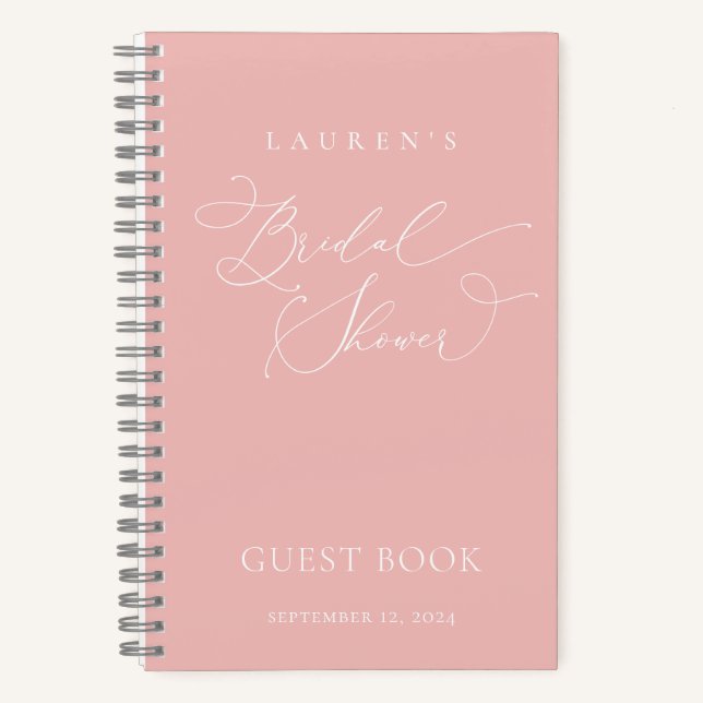 Champagne Blush Modern Bridal Shower Guest Book (Front)